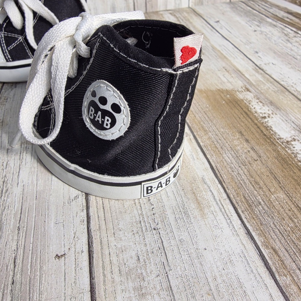 Build-A-Bear Workshop Black Canvas High Top Sneakers Plush Toy Shoes B-A-B Logo - Picture 4 of 6